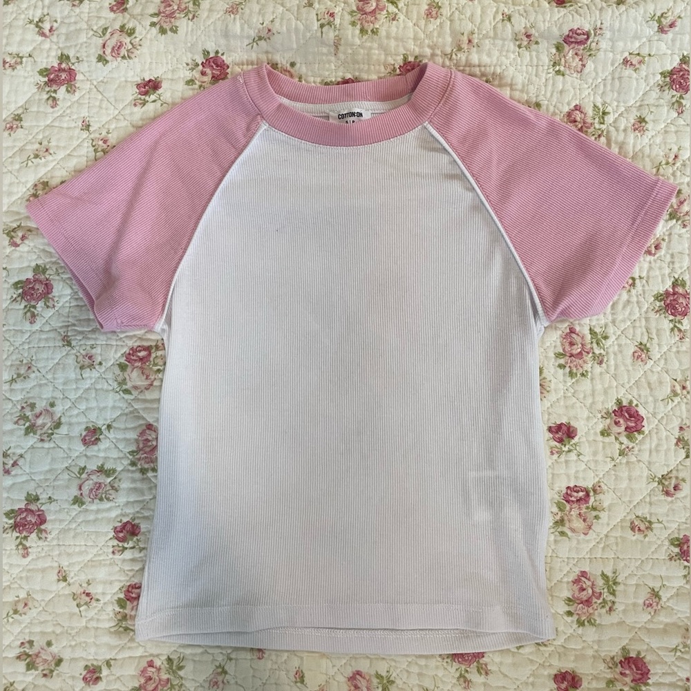 Cotton on white/pink tee